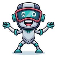 happy robot illustration with simple gradients vector