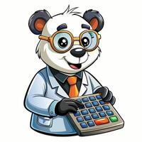 panda scientist with calculator vector