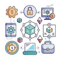 a set of icons that show various white background types of technology vector