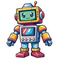 cartoon robot with a big head and a small body vector