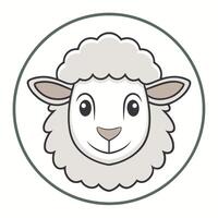a sheep face in a circle on a white background vector