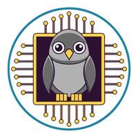 an owl is sitting on top of a circuit board vector