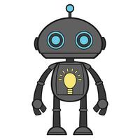 a robot with a light bulb on its head vector