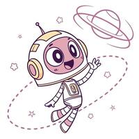 cartoon astronaut with a planet in the background vector
