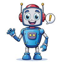 cartoon robot waving with speech bubble vector