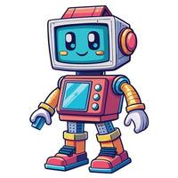 robot character white background illustration white background vector