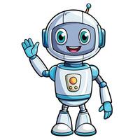 cartoon robot waving with his hand up white background vector