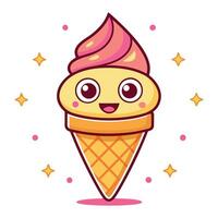 a cartoon ice cream cone with a pink and yellow swirl vector