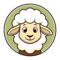 a cartoon sheep head in a circle vector