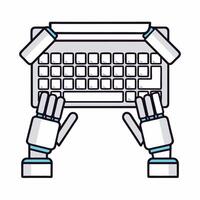 robot hands typing on a keyboard illustration vector