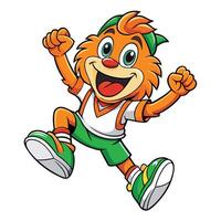 a cartoon lion jumping with his arms up vector
