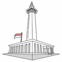a drawing of a tower with a flag on top vector