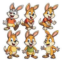 cartoon rabbit characters in different poses vector