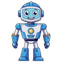 cartoon robot standing with arms up and smiling vector