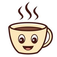 a cartoon cup of coffee with a face and eyes white background vector