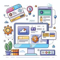 web development and design concept illustration vector