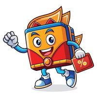 cartoon character of a box mascot with a briefcase illustration vector
