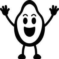 an avocado character with arms up in the air vector