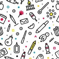Doodle pattern of various everyday objects vector