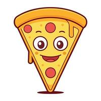 a slice of pizza with a smiley face vector