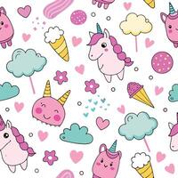 Cute Unicorn and Candy Pattern vector