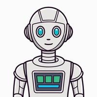a robot with blue eyes and a white background vector
