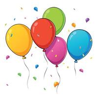 a group of balloons and confetti on a white background vector