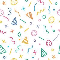 a colorful pattern with party hats and other ite white backgroundms vector