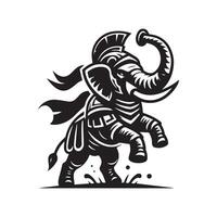 An elephant with a helmet and sword in its hand vector