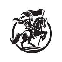 A knight on horseback with a flag vector