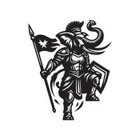 An elephant with a spear and shield vector