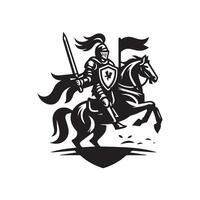 Knight on horseback with sword and shield vector