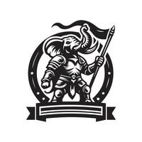 An elephant with a sword and shield vector