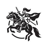 A knight on horseback with sword and shield vector