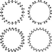 Set of four hand drawn floral wreath frames with space for text vector