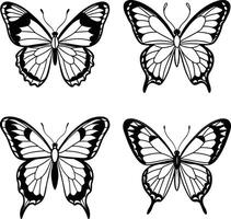 Butterfly collection black and white illustration set for graphic design vector