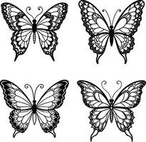 Decorative butterfly designs in black and white format vector