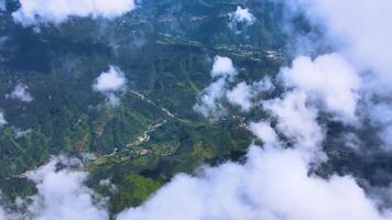 Aerial view of mountains and clouds video