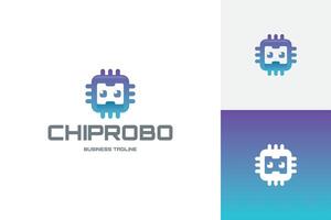chip robot technology logo design vector