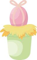 Green Bucket with Straw Nest vector