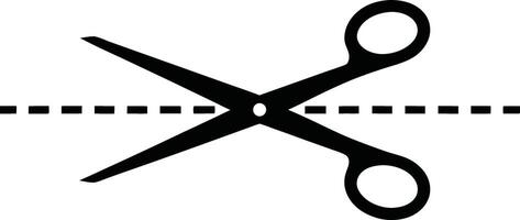 Black Scissors Cutting A Dashed Line Illustration On White Background vector