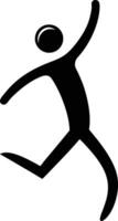 Simple Stick Figure Jumping In Joy Black On White Background Art vector