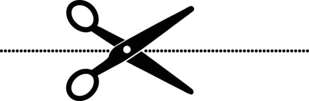 Scissors Cutting Dotted Line Black Silhouette Cut Here Icon Design Element vector