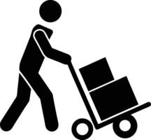 Delivery Man Pushing Cart With Boxes Illustration Isolated On White Background vector