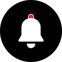 White Notification Bell Icon On Black Circle Background Simple Design vector
