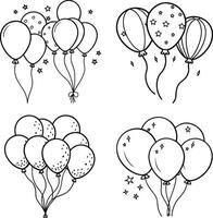 Hand drawn balloons set illustration featuring stars and dots on a white background vector