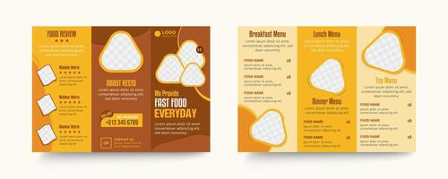 Modern fast food restaurant trifold menu design template vector