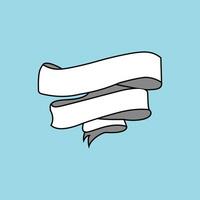 Short White Ribbon Banner Clean Retro Scroll Silhouette for Modern Labels and Tags vector