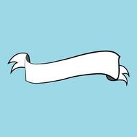 Minimal White Ribbon Banner Flat Retro Scroll Silhouette for Modern Labels vector