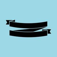 Curved Fold Black Ribbon Retro Silhouette Banner for Tags and Labels vector